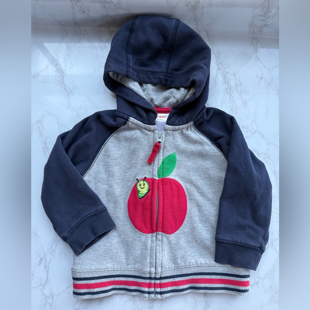 Gymboree Boys Embroidered Apple Zip Up Hoodie - Teacher’s Favorite - Size 18-24